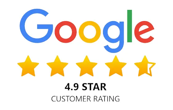 Rated 4.9 stars by customers on Google